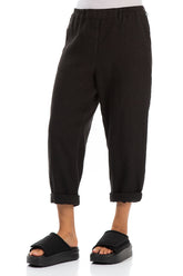 Roll Up Black Linen Trousers 3