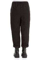 Roll Up Forest Brown Mélange Linen Trousers 2