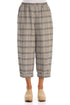 Roll Up Greige Check Linen Trousers 1