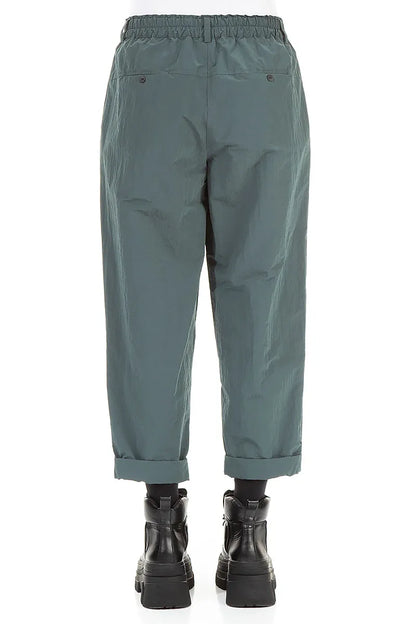 Roll Up Peacock Cotton Trousers 2