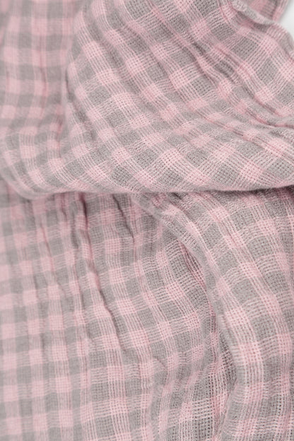 Roll Up Pink Check Linen Trousers 5