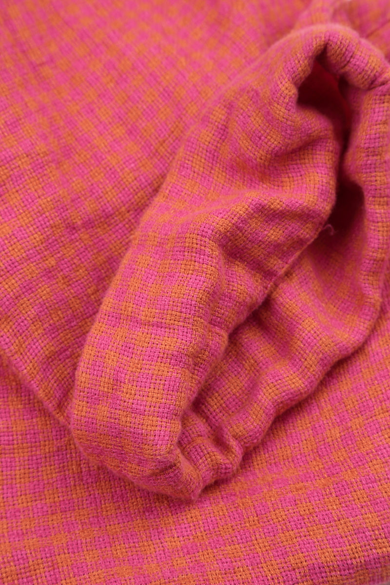 Hosen aus Leinen-Mischgewebe in Rosa-Orange-Karos zum Umschlagen