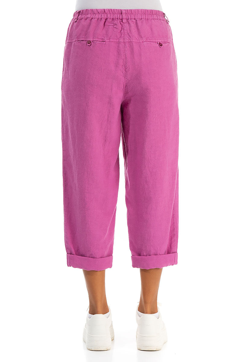 Roll Up Wild Berry Linen Trousers 2