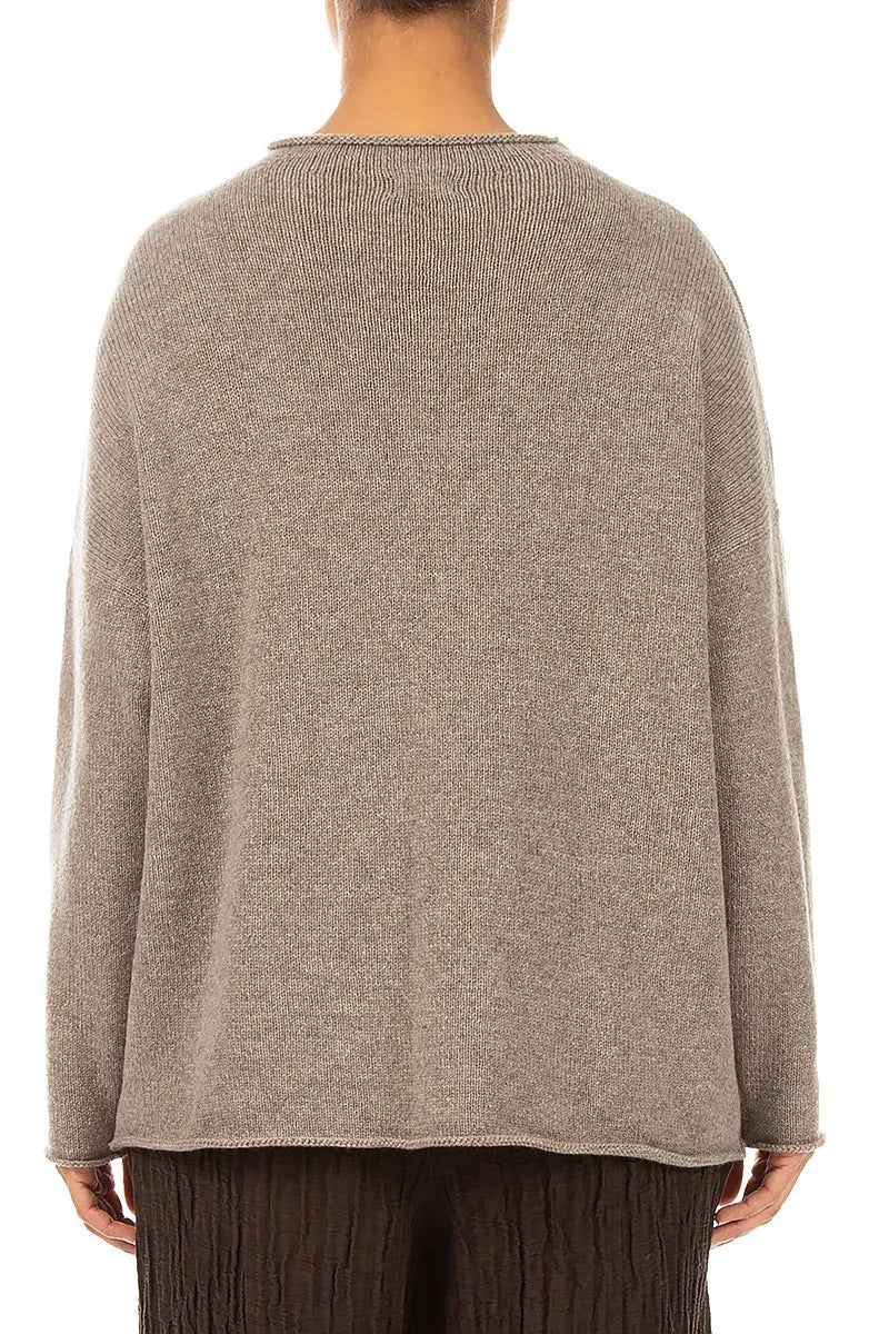 Kaschmirpullover in Beige mit Rollsaum