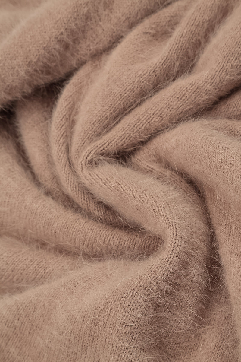 Rolled Neck Soft Taupe Angora Sweater 8
