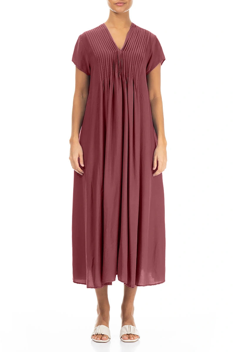 Robe romantique antique en soie et bambou rubis