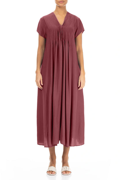 Robe romantique antique en soie et bambou rubis