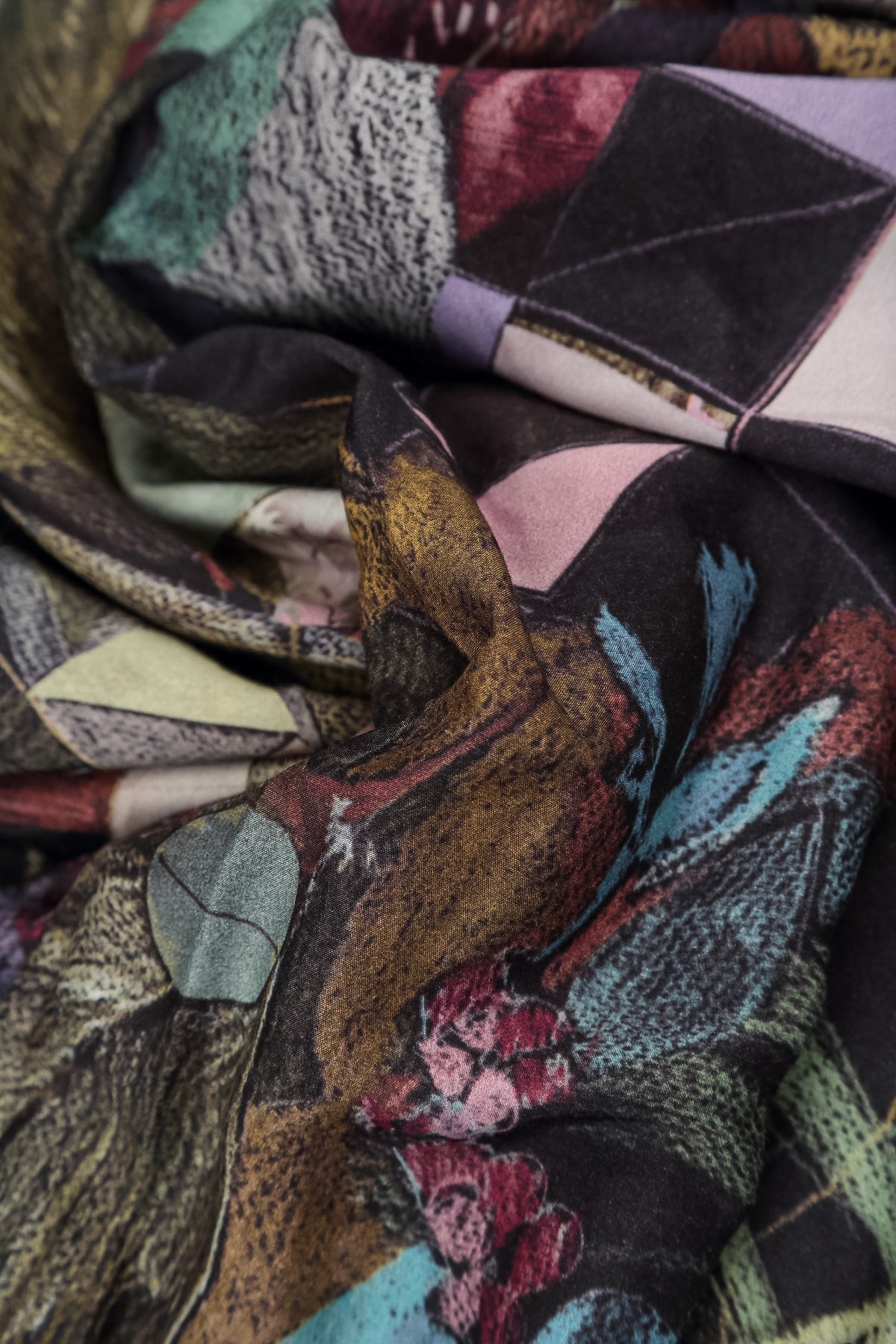 Romantic Art Mosaic Silk Bamboo Midi Dress