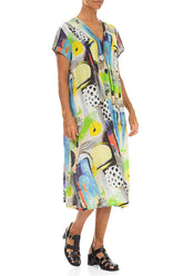 Romantic Artmaze Textured Silk Midi Dress 4