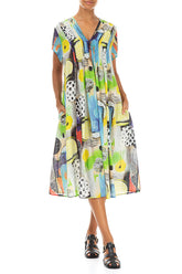 Romantic Artmaze Textured Silk Midi Dress 3