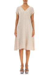 Romantic Beige Crinkled Silk Dress 1