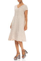 Romantic Beige Crinkled Silk Dress 3