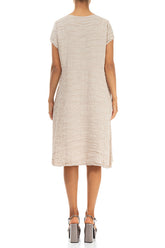 Romantic Beige Crinkled Silk Dress 2