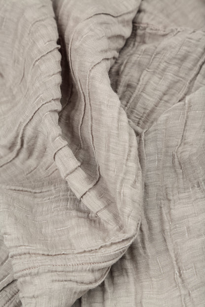 Romantic Beige Crinkled Silk Linen Dress 5