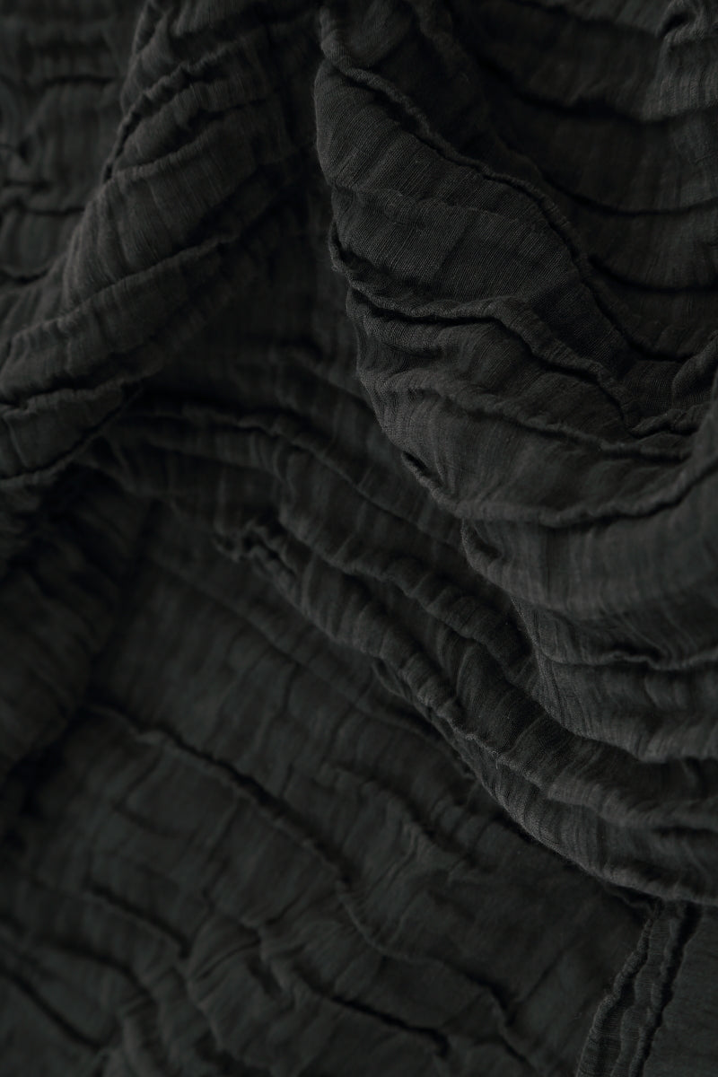 Romantic Black Crinkled Silk Dress 5