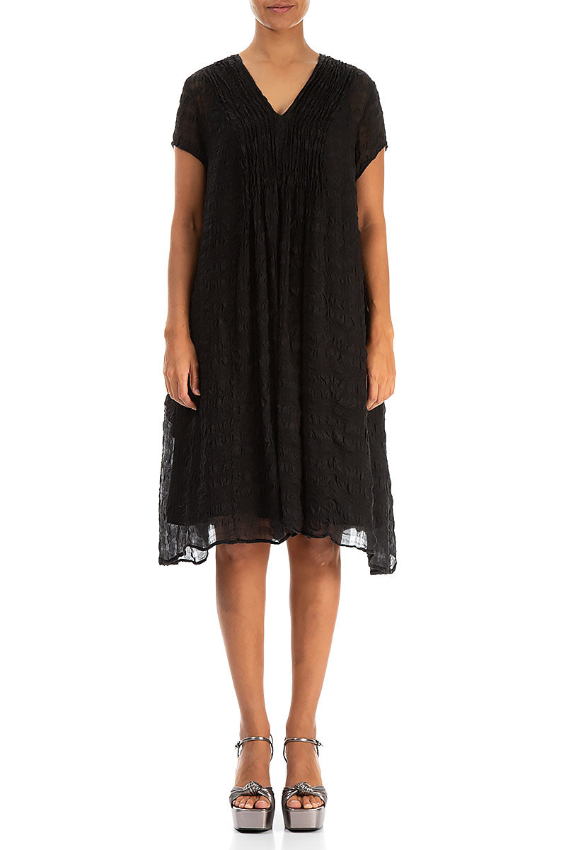 Romantic Black Light Silk Midi Dress 1