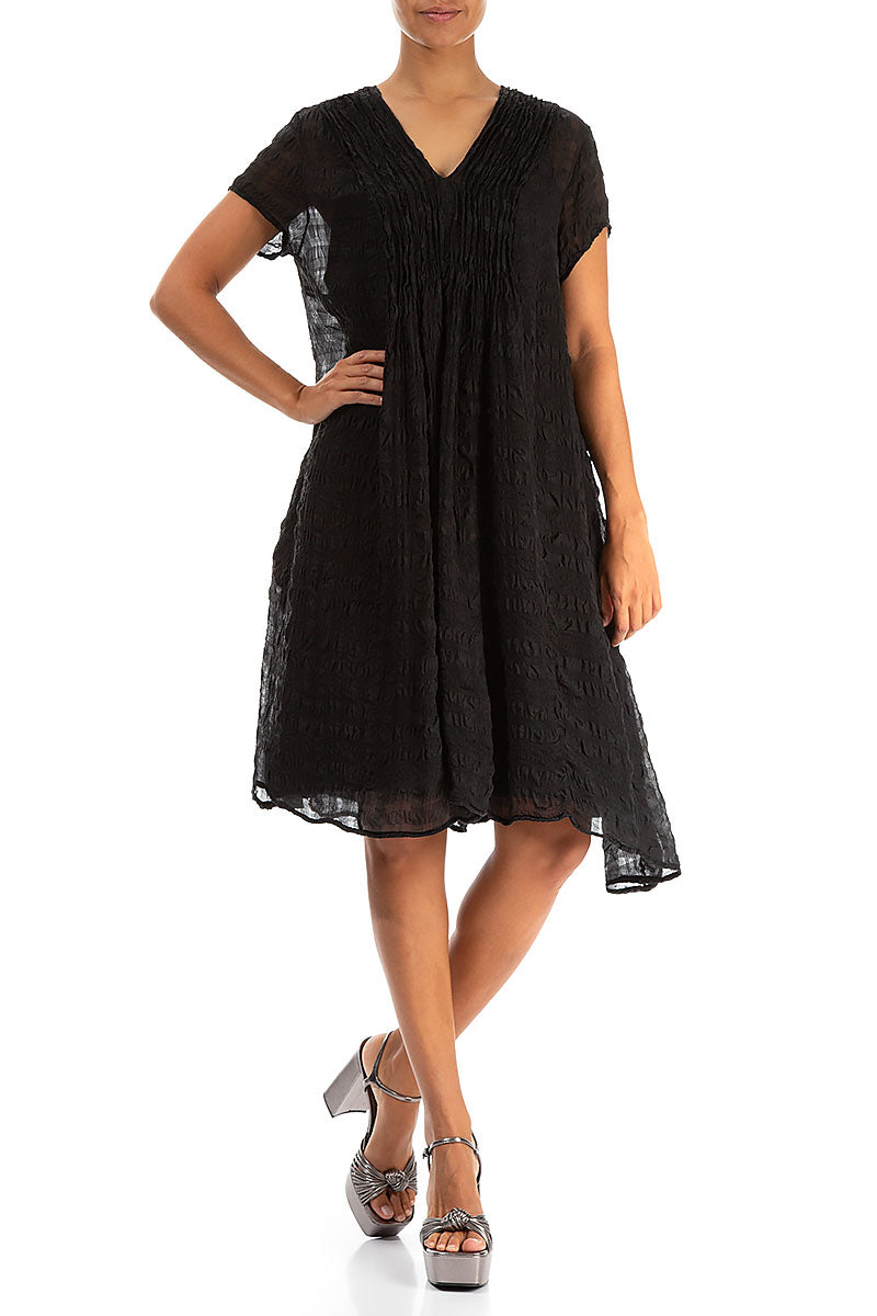 Romantic Black Light Silk Midi Dress 3
