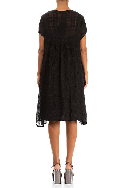 Romantic Black Light Silk Midi Dress 2