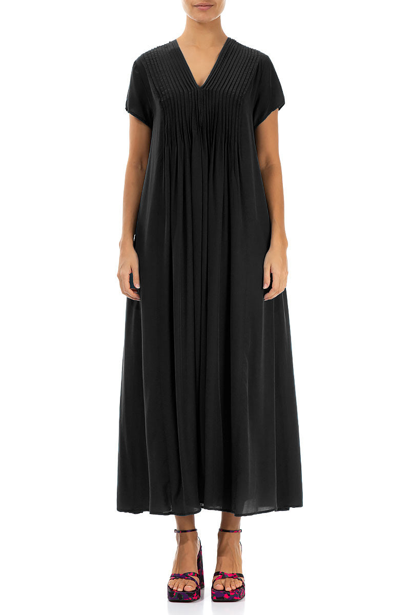 Romantic Black Silk Bamboo Dress 1