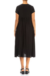 Romantic Black Silk Bamboo Midi Dress 2