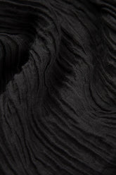 Romantic Crinkled Black Silk Midi Dress 5