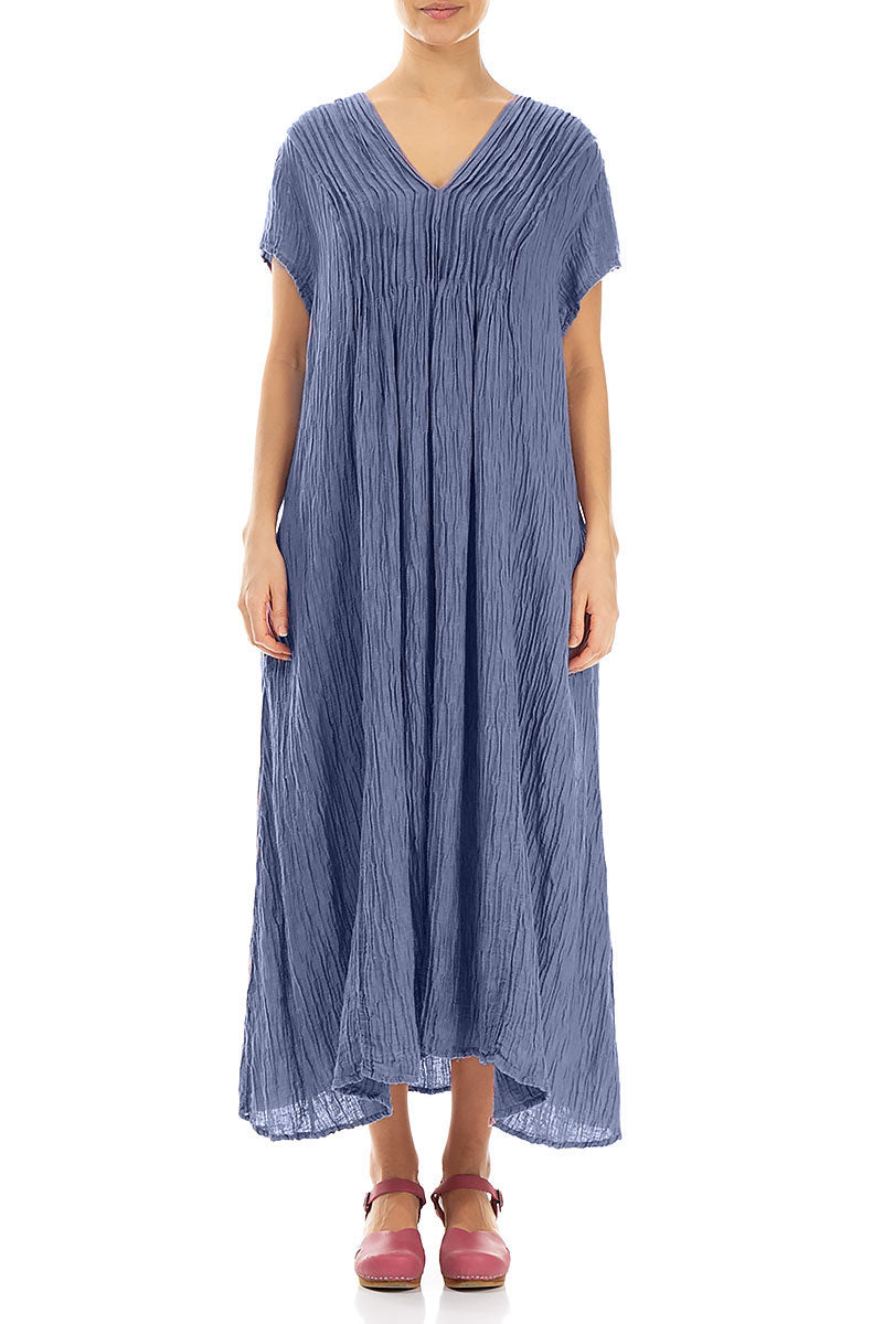 Romantic Crinkled Blue Nova Silk Dress 1