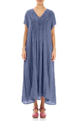 Romantic Crinkled Blue Nova Silk Dress 1