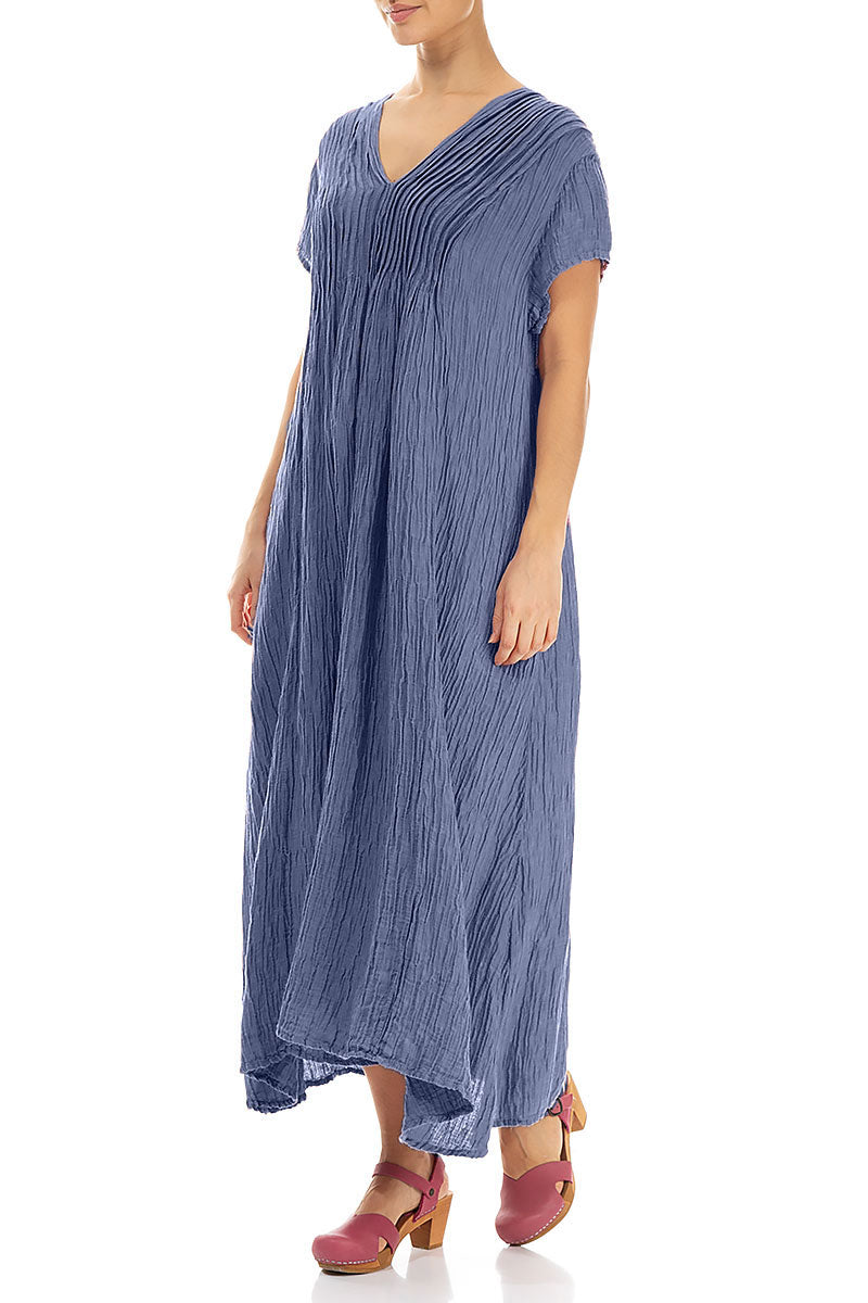 Romantic Crinkled Blue Nova Silk Dress 3