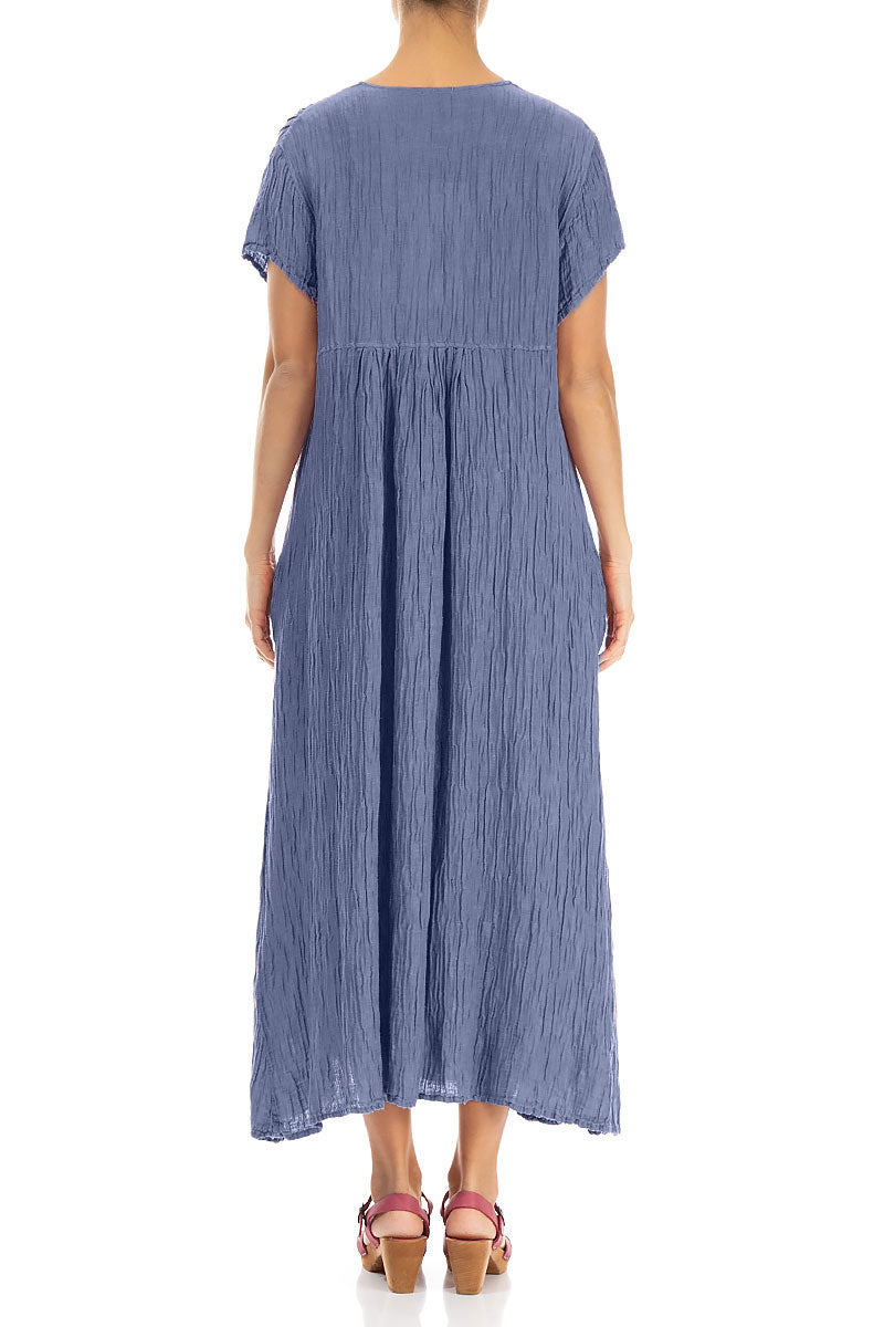 Romantic Crinkled Blue Nova Silk Dress 2