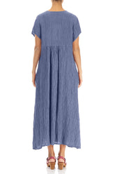 Romantic Crinkled Blue Nova Silk Dress 2