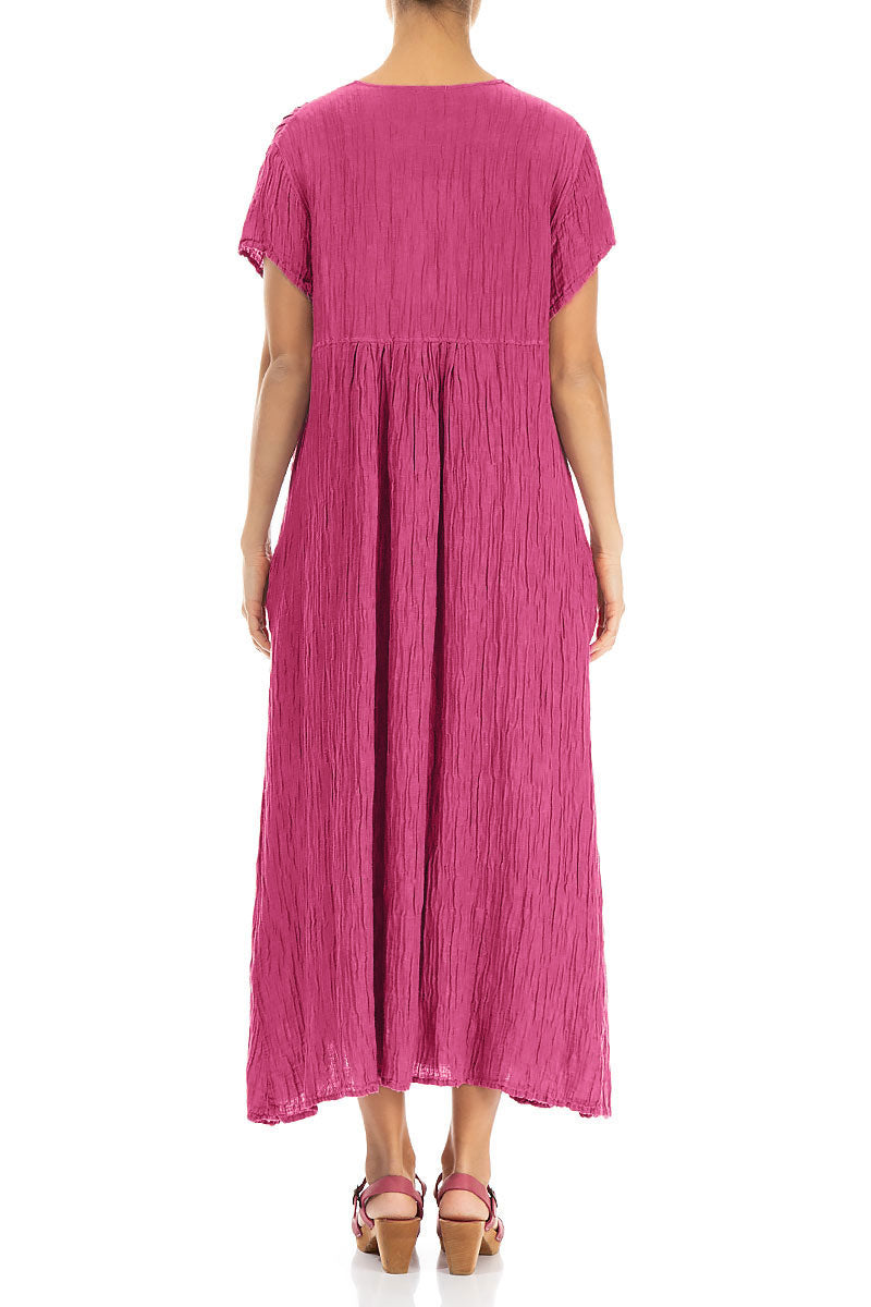 Romantic Crinkled Fuchsia Silk Dress 2