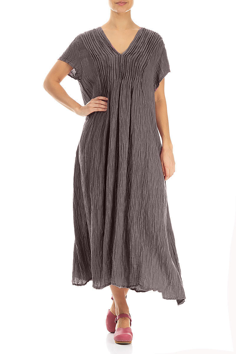 Romantic Crinkled Truffle Silk Dress 4