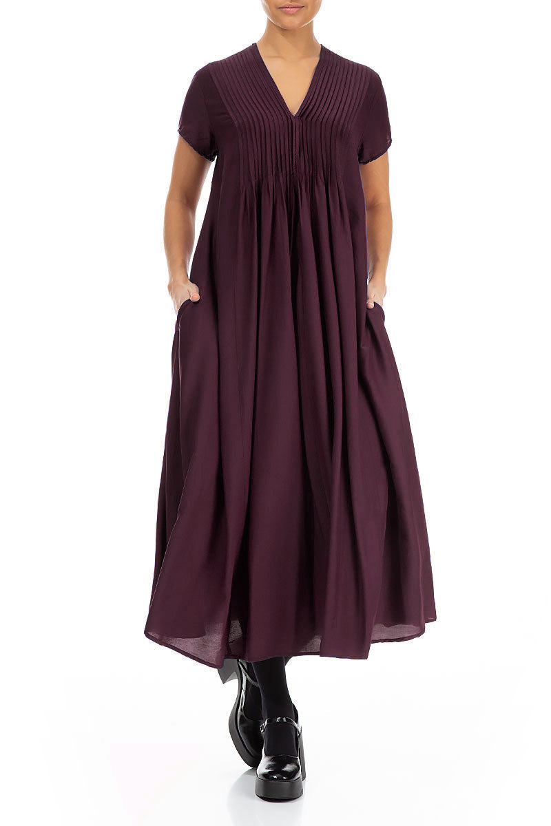 Romantic Deep Plum Silk Bamboo Dress 5