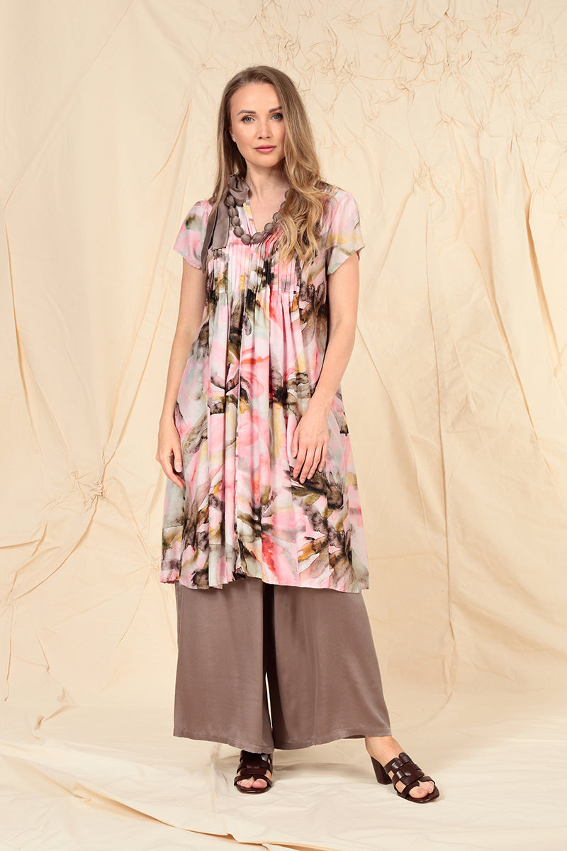 Romantic Front Tucks Oasis Silk Bamboo Dress 6
