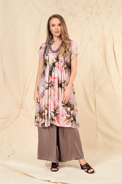 Romantic Front Tucks Oasis Silk Bamboo Dress 6