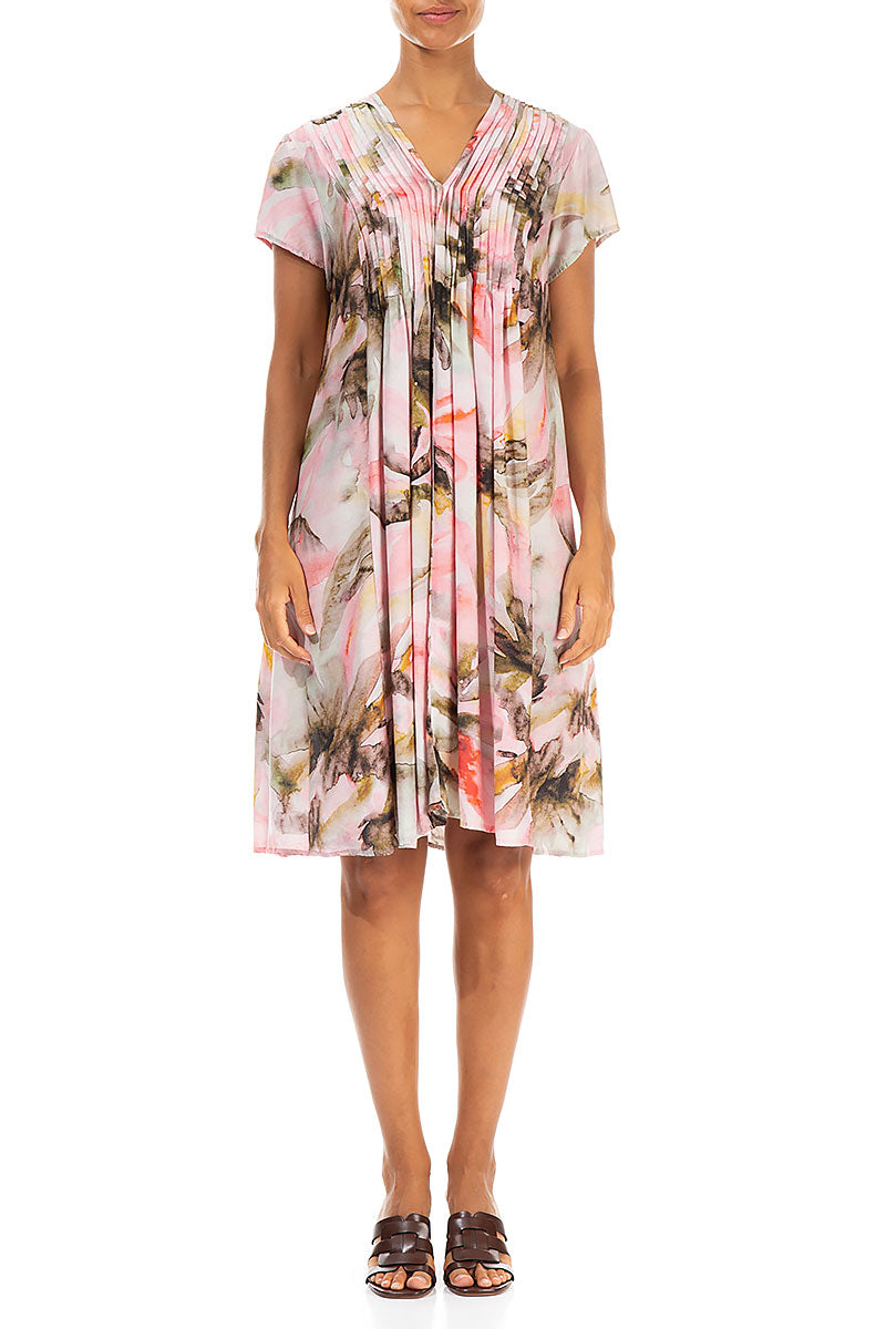 Romantic Front Tucks Oasis Silk Bamboo Dress 1