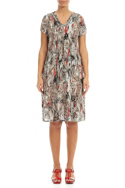 Romantic Front Tucks Savannah Textured Silk Dress 1
