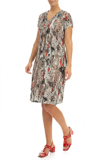 Romantic Front Tucks Savannah Textured Silk Dress 3