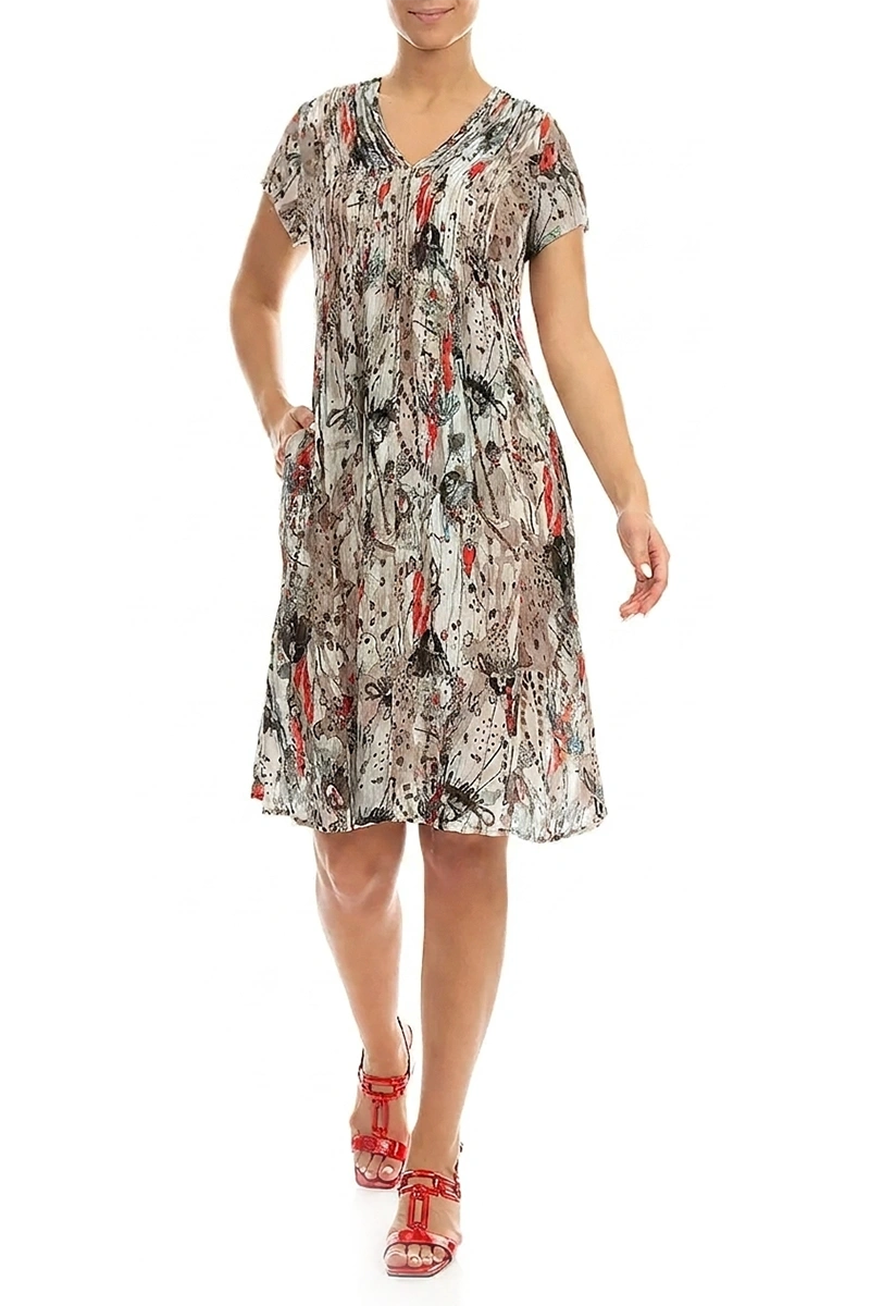 Romantic Front Tucks Savannah Textured Silk Dress 4