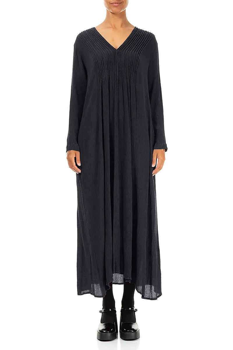 Romantic Graphite Blue Silk Viscose Dress