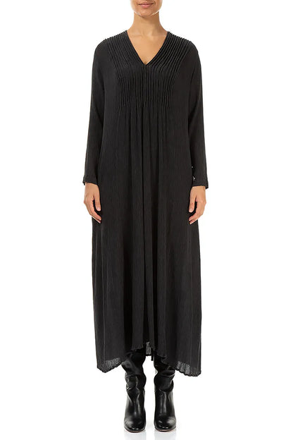 Romantic Graphite Blue Silk Viscose Dress