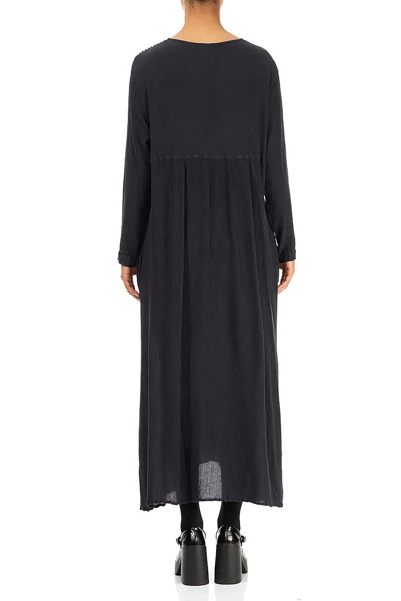 Romantic Graphite Blue Silk Viscose Dress