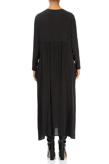 Romantic Graphite Blue Silk Viscose Dress