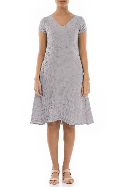 Romantic Lilac Grey Crinkled Silk Dress 1