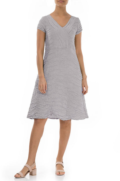 Romantic Lilac Grey Crinkled Silk Dress 4