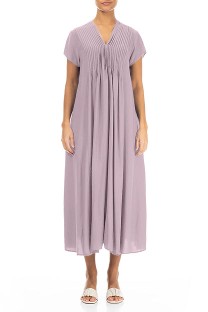 Robe romantique en soie et bambou lilas