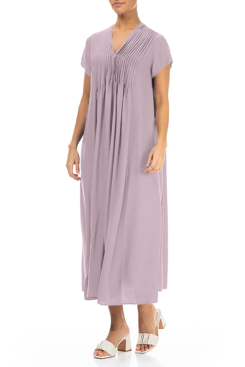 Robe romantique en soie et bambou lilas