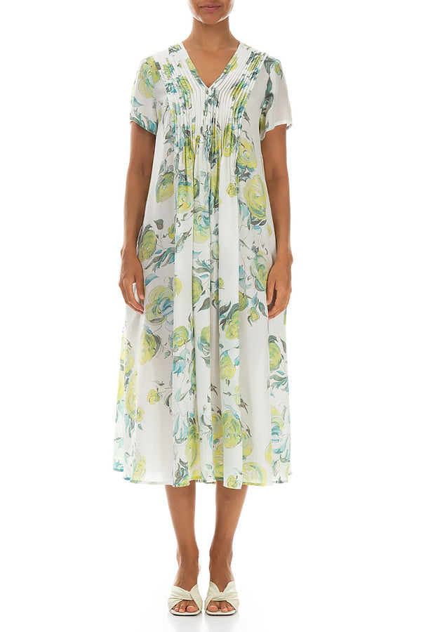 Romantic Lime Rose Silk Bamboo Dress 1