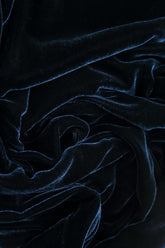 Romantic Long Sleeve V-Neck Royal Blue Silk Velvet Dress 5