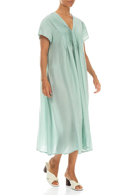 Romantic Mint Pure Silk Midi Dress 3